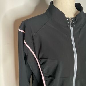 NWT Swingdish Black Pink Trim Rhinestone Accent Zip Golf Jacket Size Extra Large